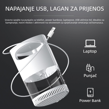 Lampa za ubijanje komaraca USB napajanje, tiha inhalacijska metoda, pogodna za prostorije do 10 m², aromaterapija/odbijanje komaraca