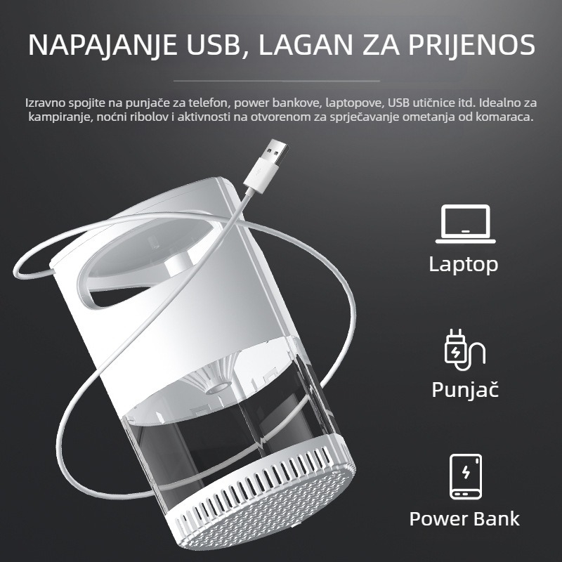 Lampa za ubijanje komaraca USB napajanje, tiha inhalacijska metoda, pogodna za prostorije do 10 m², aromaterapija/odbijanje komaraca
