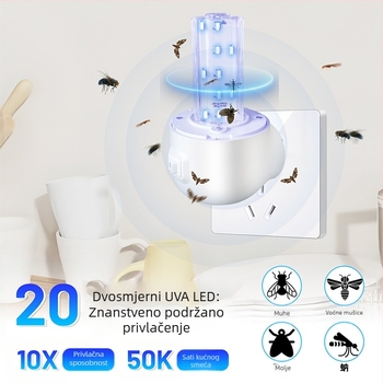 Prijenosna kućna lampa za ubijanje komaraca s električnim šokom, punjiva, tiha