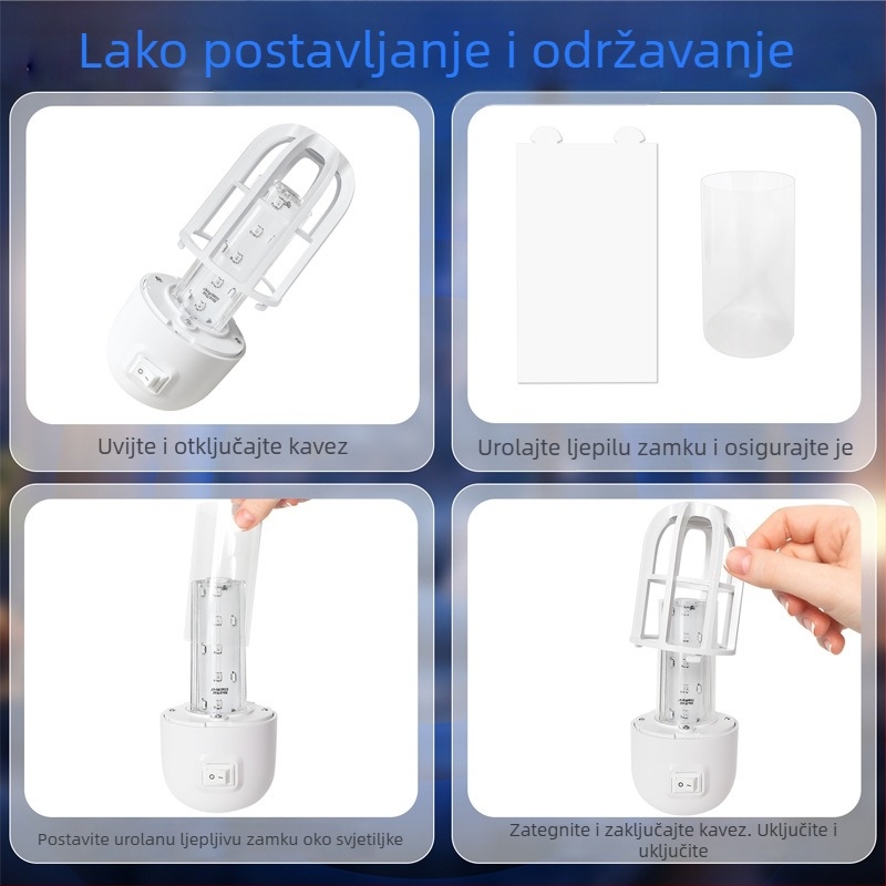 Prijenosna kućna lampa za ubijanje komaraca s električnim šokom, punjiva, tiha