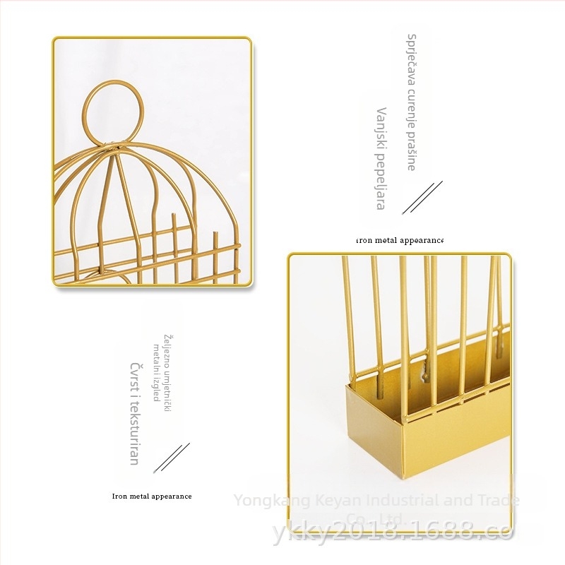 Kovana željezna ptičja kavezica za moskitarske štapiće, trokutasti držač za visi