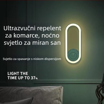 Plug-in ultrazvučna lampa za odbijanje komaraca s uklanjanjem grinja i noćnim svjetlom, LED, pokrivenost 11–20 m²