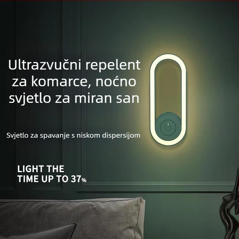 Plug-in ultrazvučna lampa za odbijanje komaraca s uklanjanjem grinja i noćnim svjetlom, LED, pokrivenost 11–20 m²
