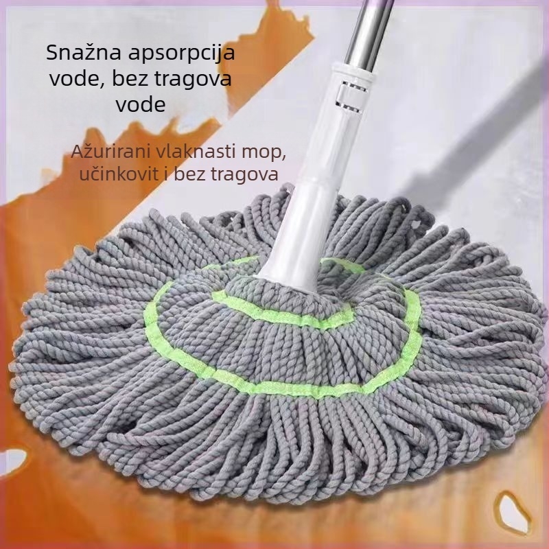 Okretni mop s mikrofiberom, nehrđajući čelik šipka, nosivost preko 10 kg, trajanje 3 godine