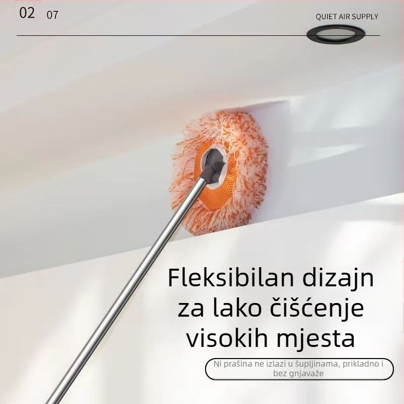 Višenamjenski ravni mop s dizajnom suncokreta, glavom od mikrovlakana i šipkom od nehrđajućeg čelika; glava od pamuk-gaze; dehidracija 80–90%; nosivost ispod 10 kg.