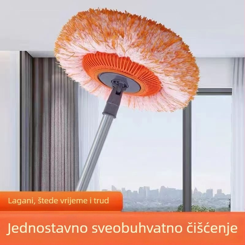 Višenamjenski ravni mop s dizajnom suncokreta, glavom od mikrovlakana i šipkom od nehrđajućeg čelika; glava od pamuk-gaze; dehidracija 80–90%; nosivost ispod 10 kg.