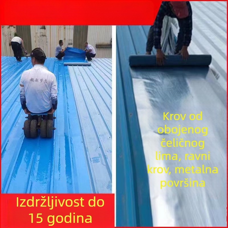 Samozalope hidroizolacijska membrana — TPU polimerni SBS kompozit; vodootpornost 0,3 MPa; savijanje 200; otpornost na tlak 250; naprezanje 400; pukotina 400