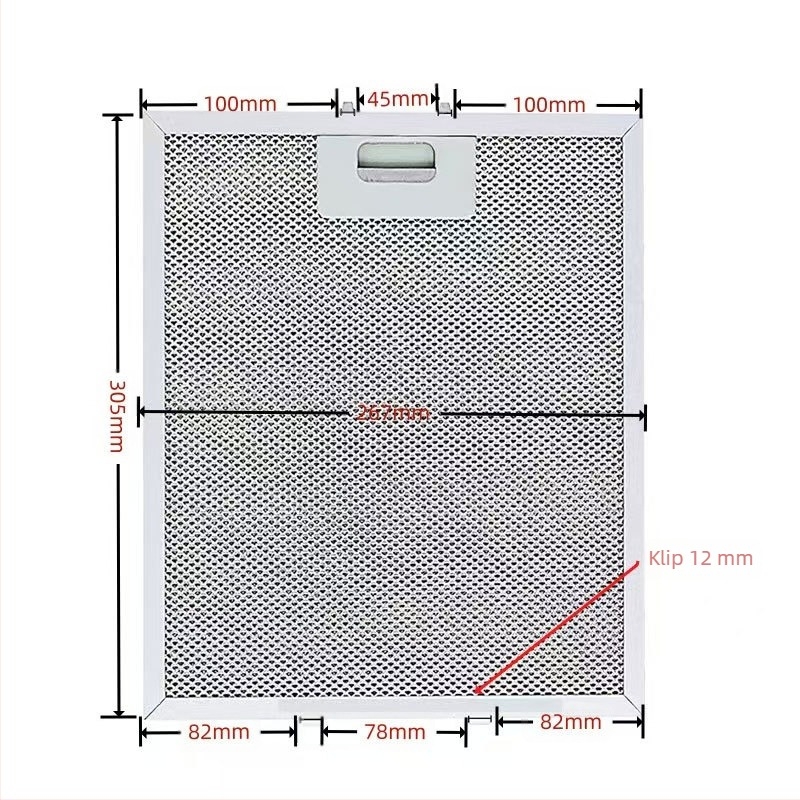 Univerzalni kuhinjski filtr od nehrđajućeg čelika za napa, mrežasti filtr, model 001, odvajač ulja