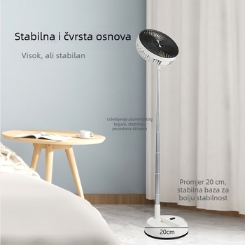 2-in-1 stolni i podni ventilator s oscilacijom i daljinskim upravljačem, motor bez četkica, ugrađena baterija 4000–6000 mAh, buka ispod 36 dB