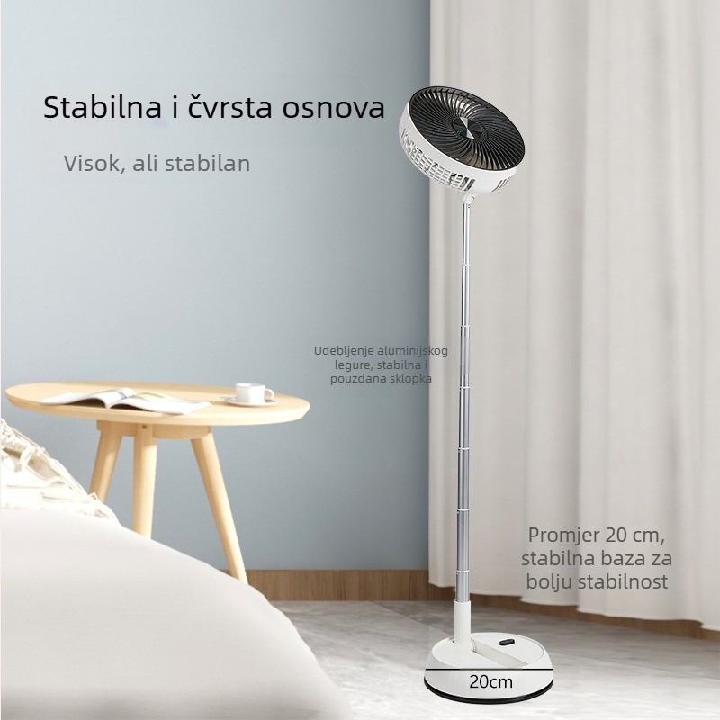 2-in-1 stolni i podni ventilator s oscilacijom i daljinskim upravljačem, motor bez četkica, ugrađena baterija 4000–6000 mAh, buka ispod 36 dB