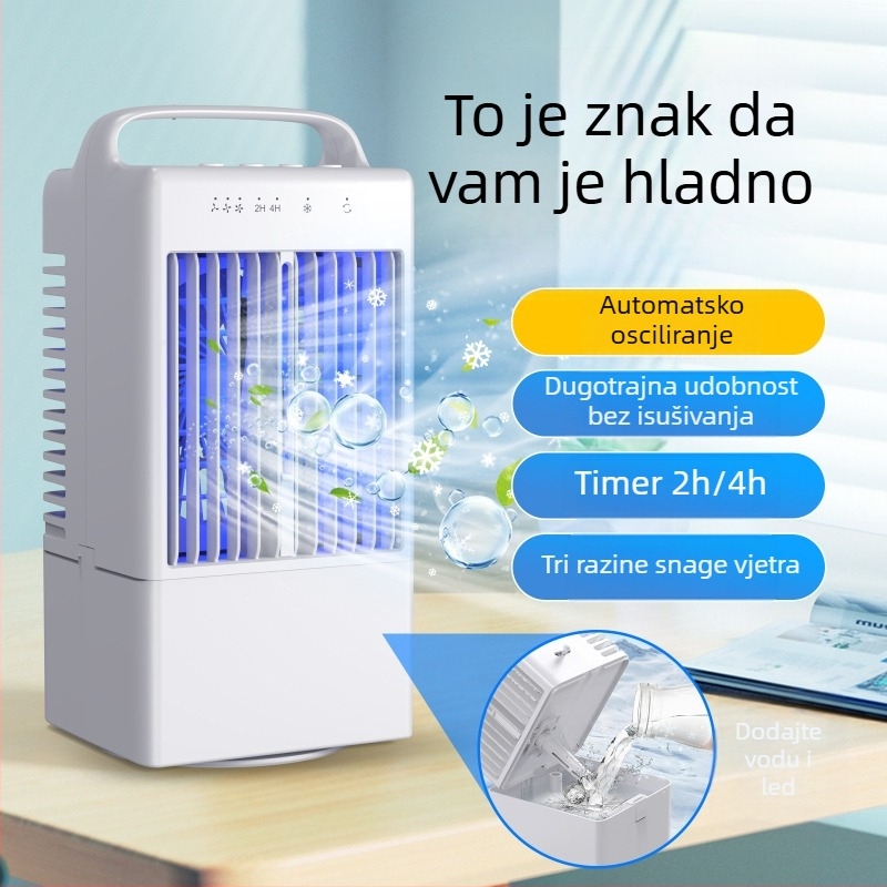 USB stolni ventilator za hlađenje s maglom, bez četkica, 3 brzine, dodirno upravljanje, zvuk 45–50 dB