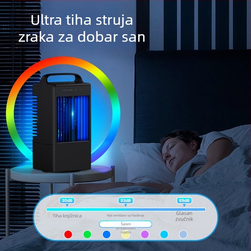 USB stolni ventilator za hlađenje s maglom, bez četkica, 3 brzine, dodirno upravljanje, zvuk 45–50 dB