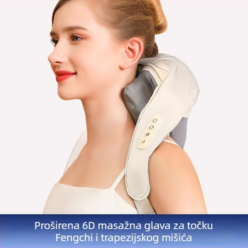 Masažni šal za vrat i ramena sa 4 glavama za masažu, infracrvena terapija, punjiv, funkcija tajmera