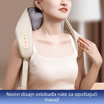 Masažni šal za vrat i ramena sa 4 glavama za masažu, infracrvena terapija, punjiv, funkcija tajmera
