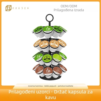 Četveroslojni okretni stalak za kapsule kave, kompatibilan s K-Cup/Dolce Gusto, kapacitet 36 kapsula, završna praškasta površina