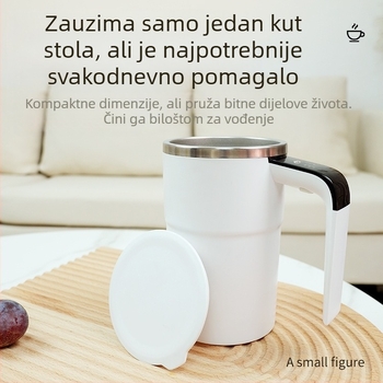 LEC šalica za kavu s digitalnim prikazom temperature, mini električno miješanje, USB punjenje, automatsko magnetsko miješanje
