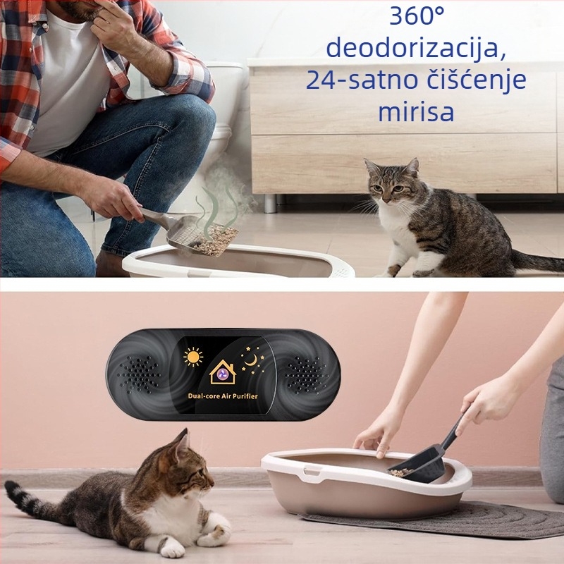 USB napajani čistač za kućne ljubimce s negativnim ionima, plazmom i ozonom – dvostruko jezgreni čistilac, tih rad, pogodan za 11–20 m²