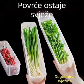 Kutija za pohranu u hladnjaku za korijander i zelenu luk — nordijski stil, srebrni metal, neobičan oblik
