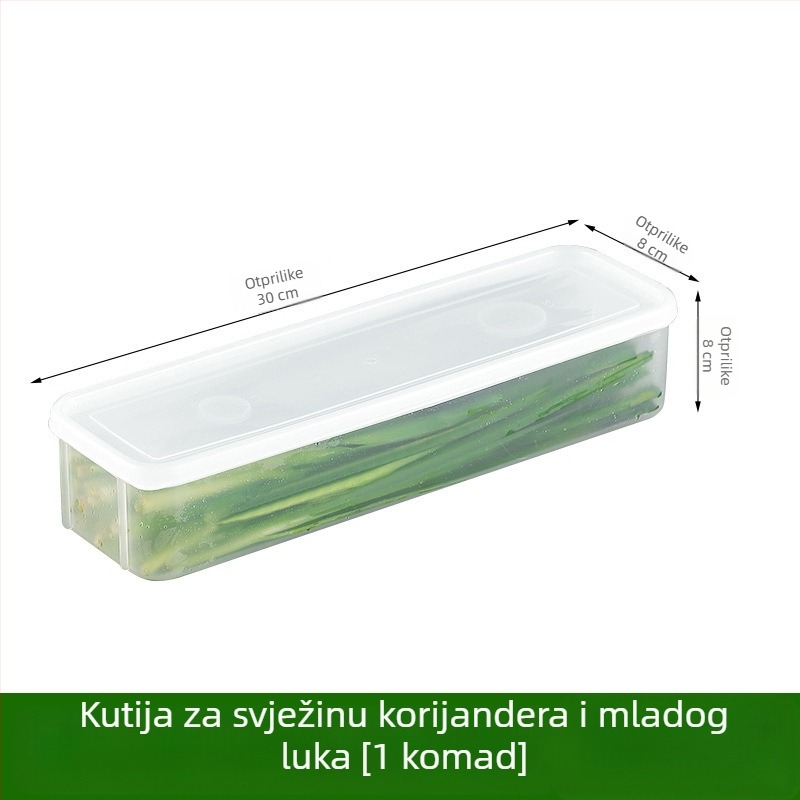 Kutija za pohranu u hladnjaku za korijander i zelenu luk — nordijski stil, srebrni metal, neobičan oblik