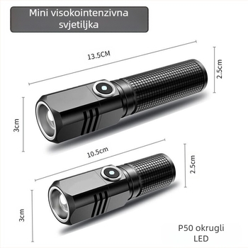 K91 baterijska lampa od aluminijske legure, 5W, 1800mAh, laserski izvor svjetla, Type-C punjenje, domet 200–500 m