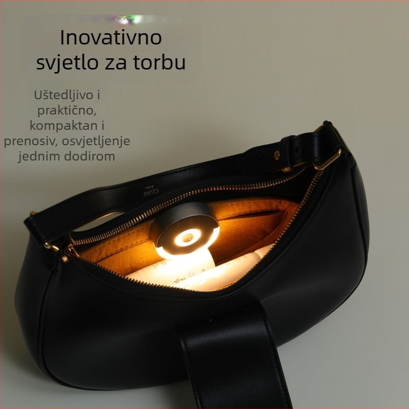 Ženska mini okrugla torbica svjetlo, latice oblik, plastično sjenilo, PVC držač, indukcijski prekidač, 3.7V USB napajanje, topla svjetlost