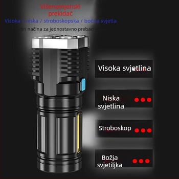 LED svjetiljka s COB bočnim svjetlom, USB punjenje, 5W, 600mAh, napajanje pritiskanjem ruke