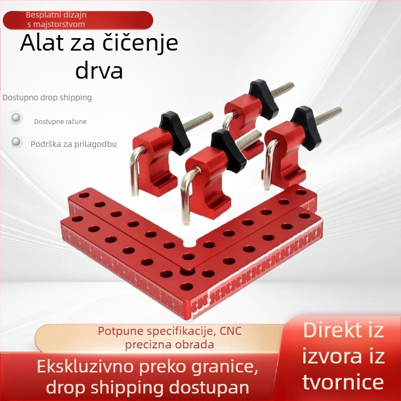 Drvena kliješta s 90° pozicijskim blokom, aluminijska legura, kompatibilna s aluminijskim profilima za ekstrudiranje, tip mjere