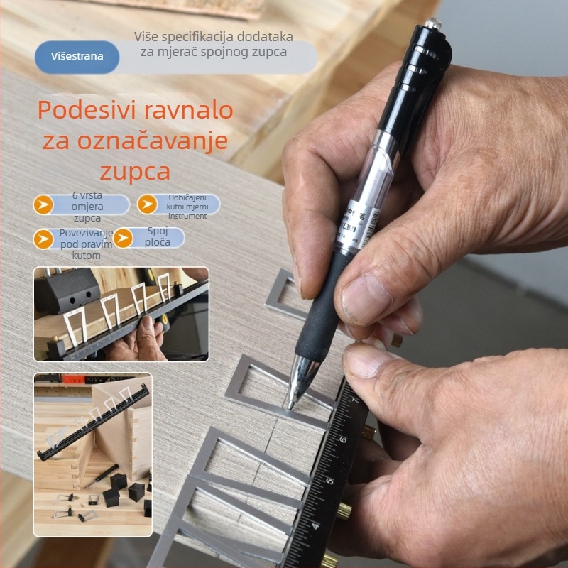 Drvoobradni označivač ravnalo za dovetail mortise and tenon – precizno označavanje, mjeračka skala, kompatibilno s privatnim markama
