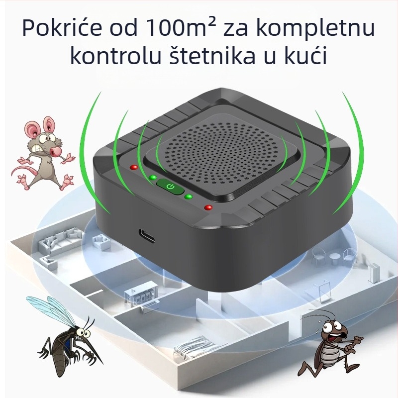 Automatski ultrazvučni repelent za štetočine i ptice, kućna verzija, model 826A, 5V, 4-24 kHz, 5W