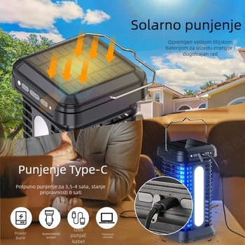 Lampa za ubijanje komaraca s LED zamkom i električnim šokom, unutarnja i vanjska upotreba, ugrađena baterija 4000–5000mAh, punjenje 1–3 sata, pokrivenost 21–30 m²