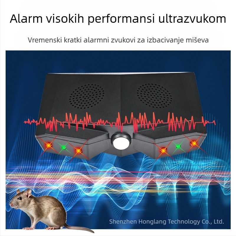 Ultrazvučni repelent za miševe i glodavce s visokofrekventnim bljeskom, potpuno automatski senzor, pogodan za skladišta i kuhinje