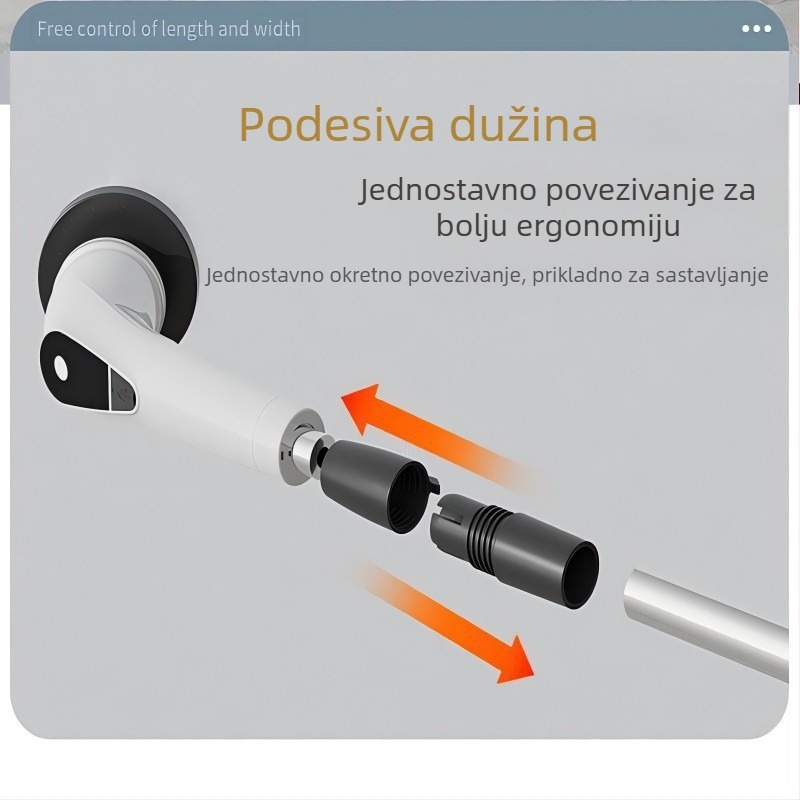 Električna četka za čišćenje za dom, kuhinju i kupaonicu – dvostruka uporaba duga i kratka četka, ručna, punjiva, bežični i prijenosni; model 9NI1, 25W, 5V, 50Hz