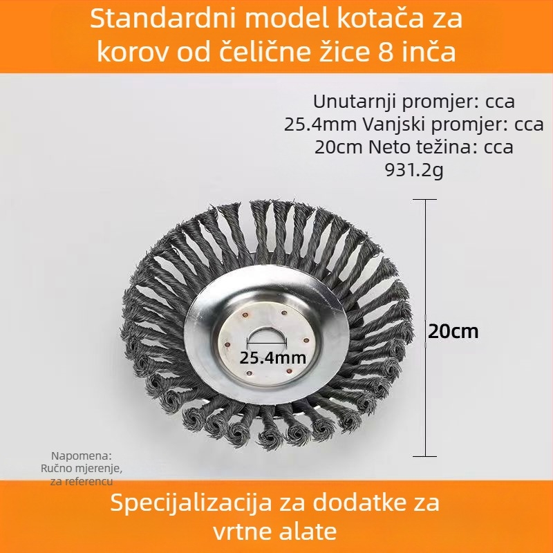 Kotač za uklanjanje korova za kosilicu s čeličnim žicom – Luckland, metal, težina 0,5 kg, pakirano u šarenoj kutiji