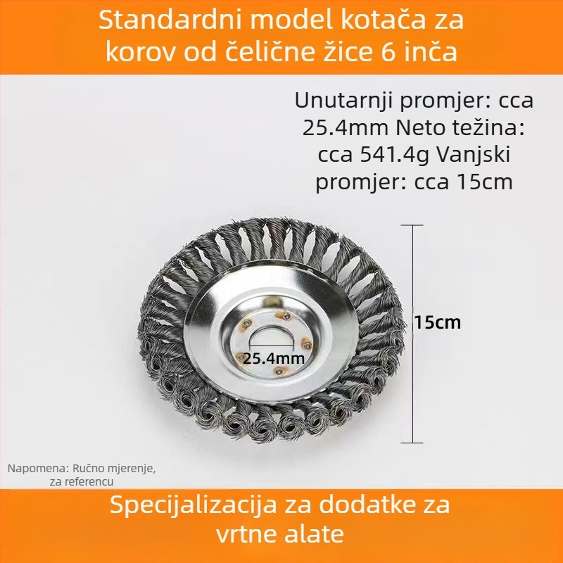 Kotač za uklanjanje korova za kosilicu s čeličnim žicom – Luckland, metal, težina 0,5 kg, pakirano u šarenoj kutiji