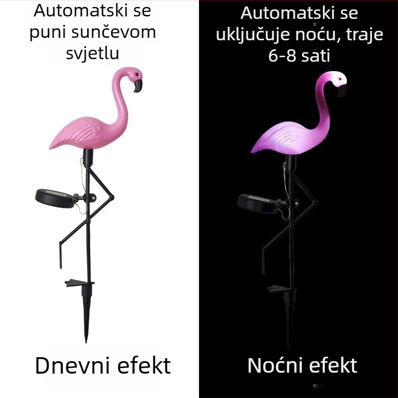 LX-HLN Flamingo solarna vrtna svjetiljka – LED, IP55, 0.05W, 1.2V, 6–12h kontinuirano osvjetljenje