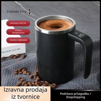 Šejker čelična šolja od nehrđajućeg čelika s električnim miješanjem — prenosna šalica za kavu (320 g, nehrđajući čelik, električni motor, mogućnost tiskanja logotipa)