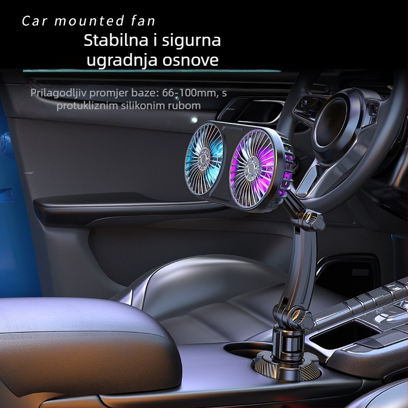 Automobilski ventilator s višefunkcijskim držačem za čašu, ABS kućište, model 9056, za instrument ploču, prilagodba po narudžbi