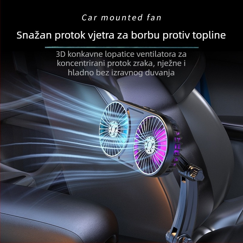 Automobilski ventilator s višefunkcijskim držačem za čašu, ABS kućište, model 9056, za instrument ploču, prilagodba po narudžbi