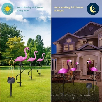 Solarna lampa flaminga za travnjak – dizajn flaminga, IP55, 0.09W, 6-12h, CE