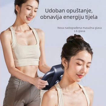 Šestero-glavni fascia maser za mišiće – motor s četkicom, LCD zaslon, višestruko podešavanje, pametno isključivanje, ugrađena baterija 1200–2000 mAh, trajanje 3–6 h, buka 36–45 dB