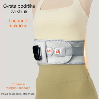 Bežični grijani vibracijski pojas za struk s terapijom crvenim svjetlom, USB napajanje, 3 brzine, 8+ masažnih glava, topli kompres