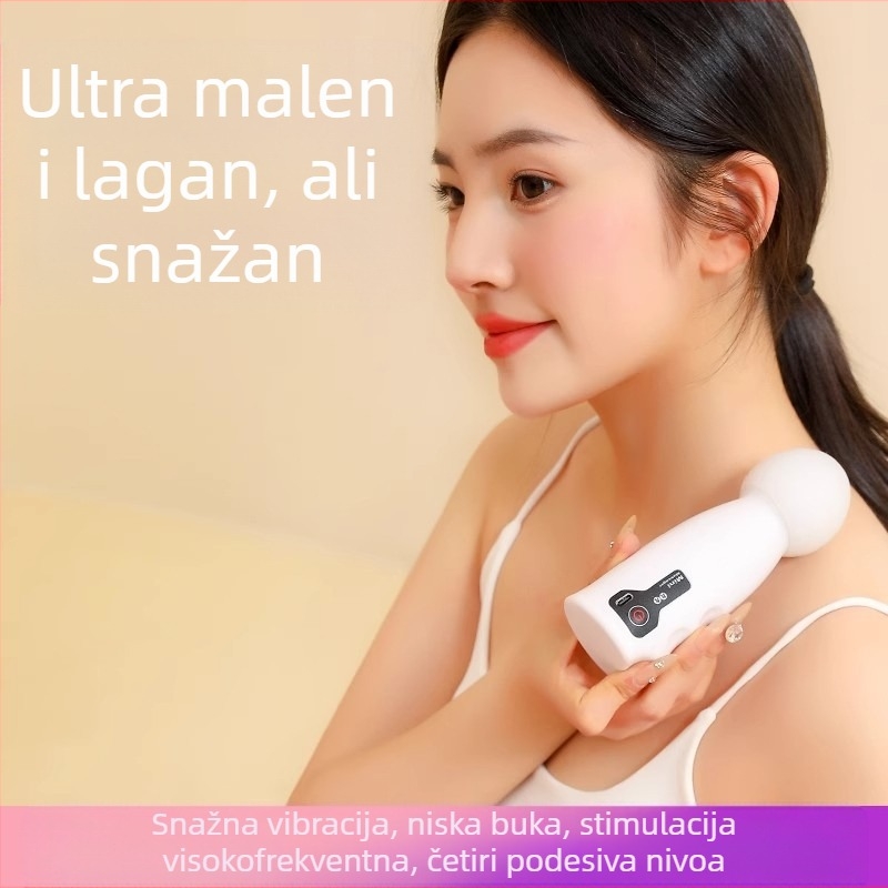 Ženski fascia masažer s punjivom baterijom – prenosni mini masažer za vrat, četkasti motor, 4. brzina, 1 glava, ugrađena baterija 500–800 mAh, trajanje 0–1 h
