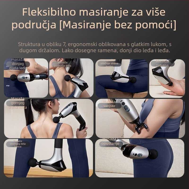 Masaza fasciju uređaj s nastavkom za vrat, visokofrekvencijski vibracije, 6 glava, LCD zaslon, 5+ brzina, tih rad ispod 36 dB