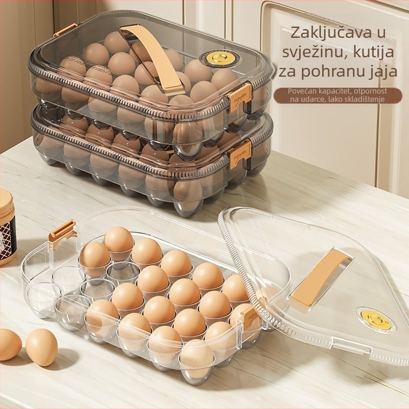 Kutija za pohranu jaja u hladnjaku – jednostavna plastična kutija, organizator jaja, čuva svježa jaja, s zatvaranjem