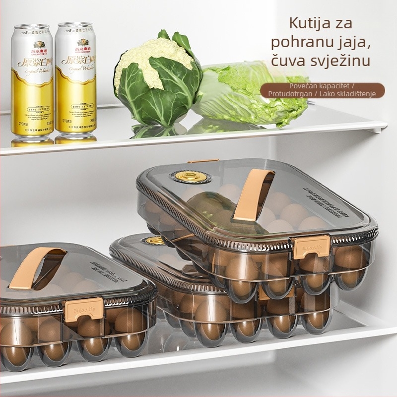 Kutija za pohranu jaja u hladnjaku – jednostavna plastična kutija, organizator jaja, čuva svježa jaja, s zatvaranjem