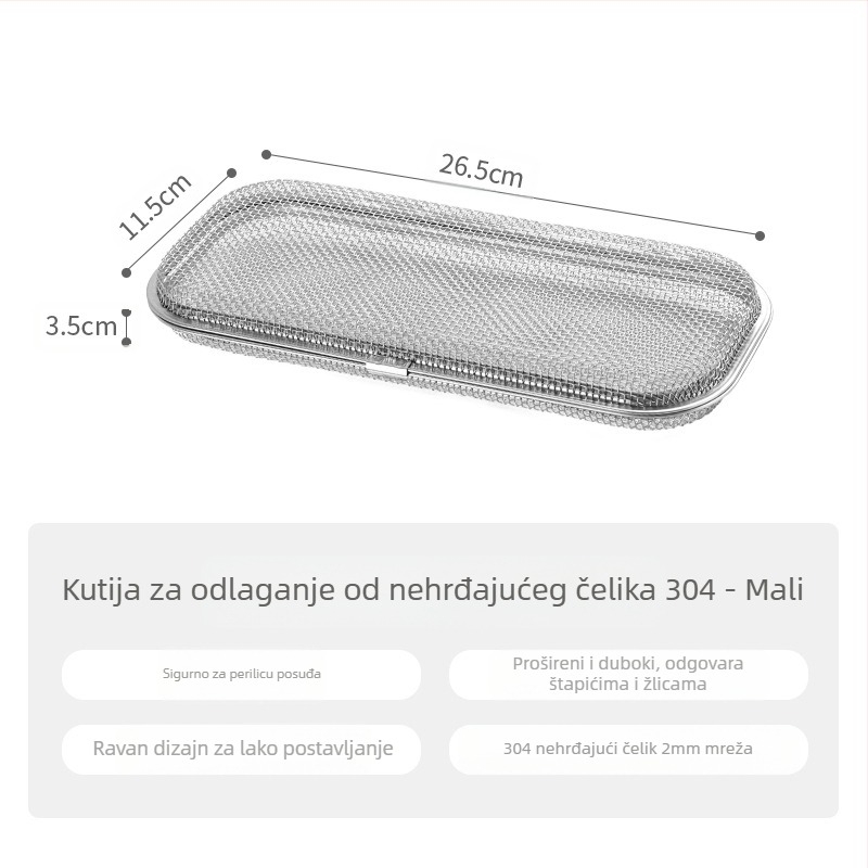 Kutija za pribor od nehrđajućeg čelika 304 s mrežom – višenamjenski kuhinjski alat, moderni minimalistički stil, domet primjene 20811779027