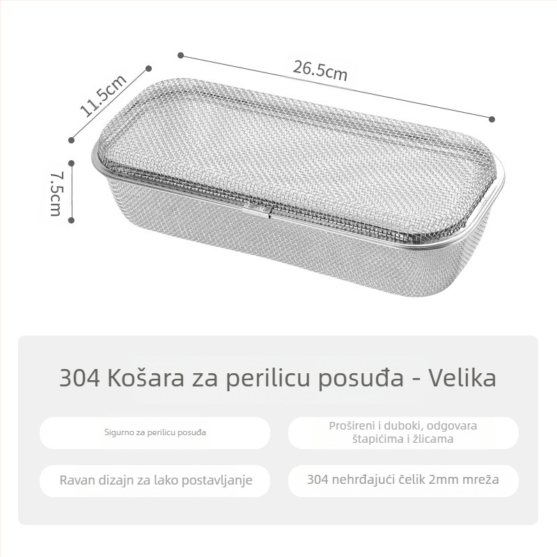 Kutija za pribor od nehrđajućeg čelika 304 s mrežom – višenamjenski kuhinjski alat, moderni minimalistički stil, domet primjene 20811779027