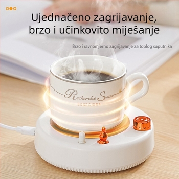 Grijač šalice kave s plastičnim kućištem, napajanje iz priključka, upravljanje gumbom, rad gumbom, bez automatskog isključivanja