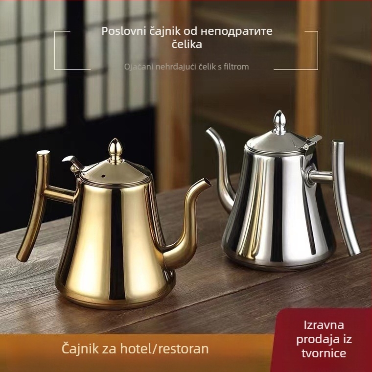 Weiyacang debeli nehrđajući čajnik s filtrom, ravno dno, prikladan za čaj, kavu i hladnu vodu