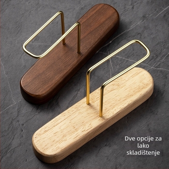 Držač za filtre za kavu, uspravni V oblik, univerzalan, od orašastog drveta i nehrđajućeg čelika, za V60 filtr papir